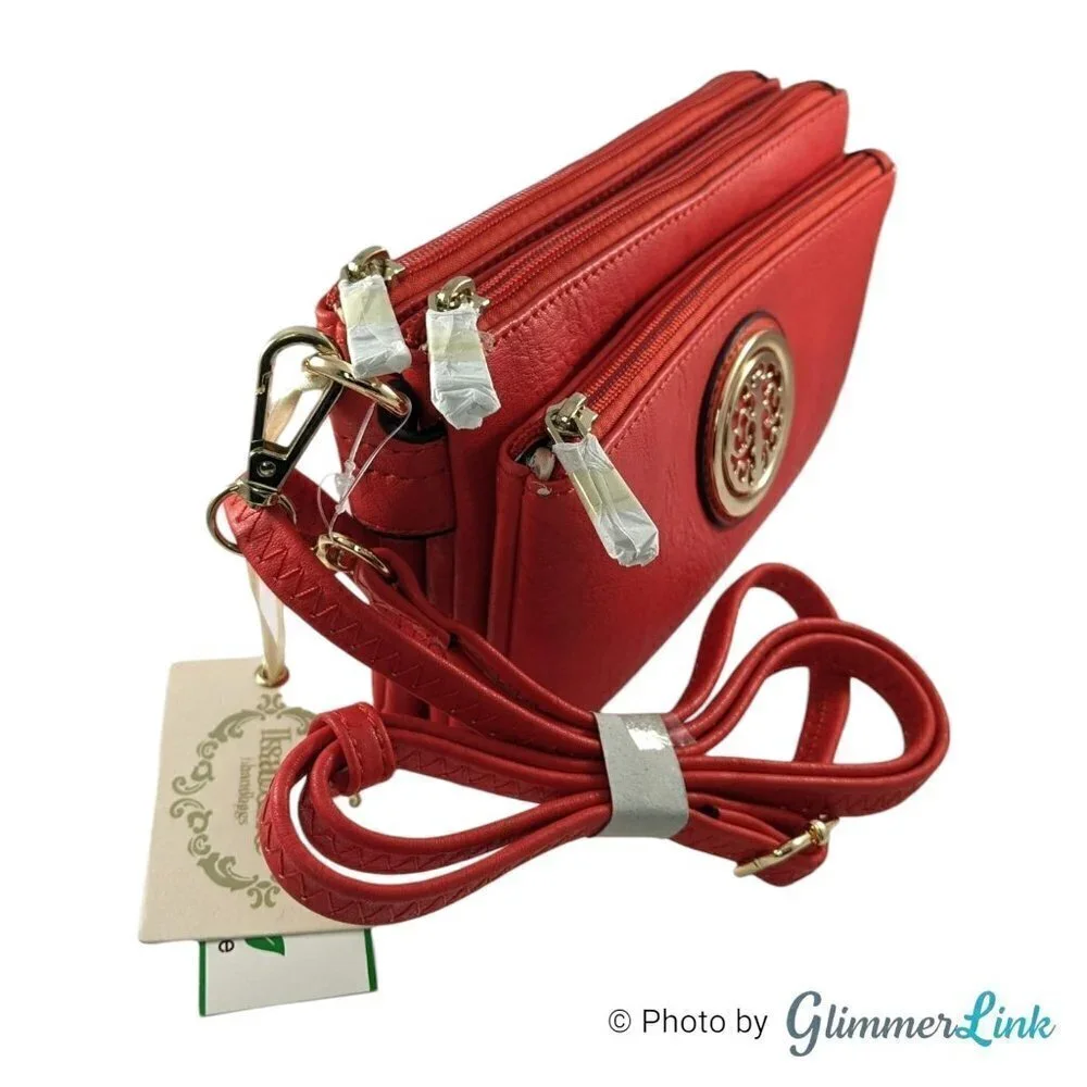 NWT Isabelle Red Vegan Crossbody Clutch Bag - Picture 3 of 14